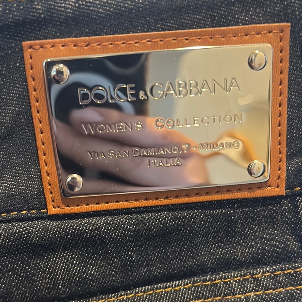 Dolce & gabbbana pocket lamb leather Jeans nwt size 42 dark blue boot wider leg - Picture 11 of 15